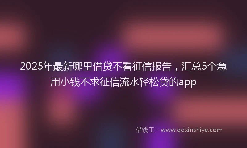2025年最新哪里借贷不看征信报告，汇总5个急用小钱不求征信流水轻松贷的app