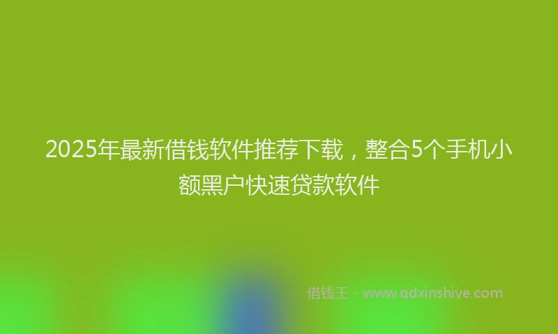 2025年最新借钱软件推荐下载，整合5个手机小额黑户快速贷款软件