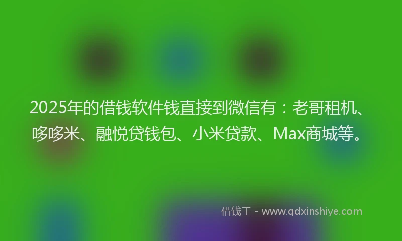 2025年的借钱软件钱直接到微信有：老哥租机、哆哆米、融悦贷钱包、小米贷款、Max商城等。