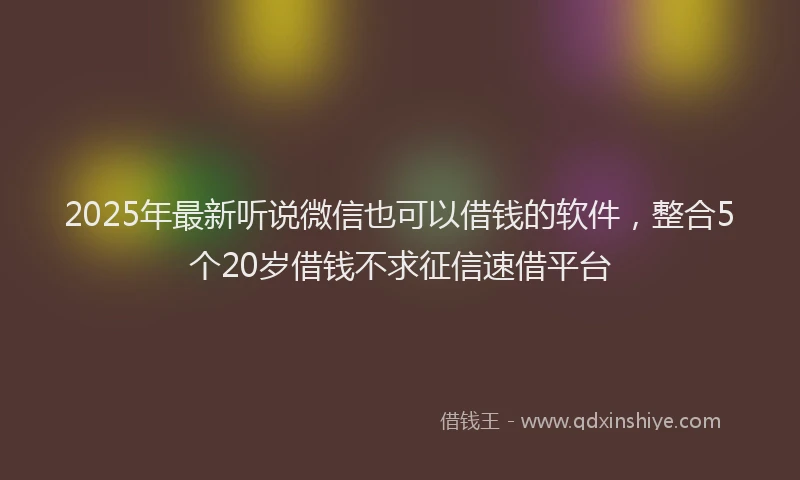 2025年最新听说微信也可以借钱的软件，整合5个20岁借钱不求征信速借平台