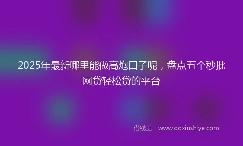 2025年最新哪里能做高炮口子呢，盘点五个秒批网贷轻松贷的平台