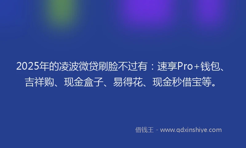 2025年的凌波微贷刷脸不过有：速享Pro+钱包、吉祥购、现金盒子、易得花、现金秒借宝等。