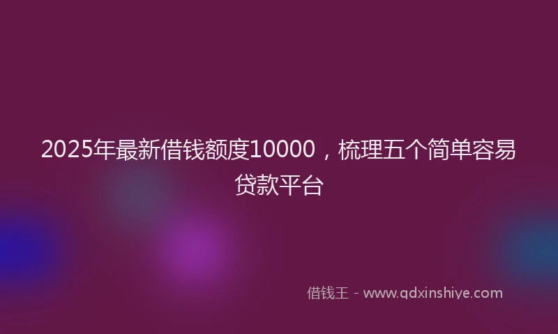 2025年最新借钱额度10000，梳理五个简单容易贷款平台