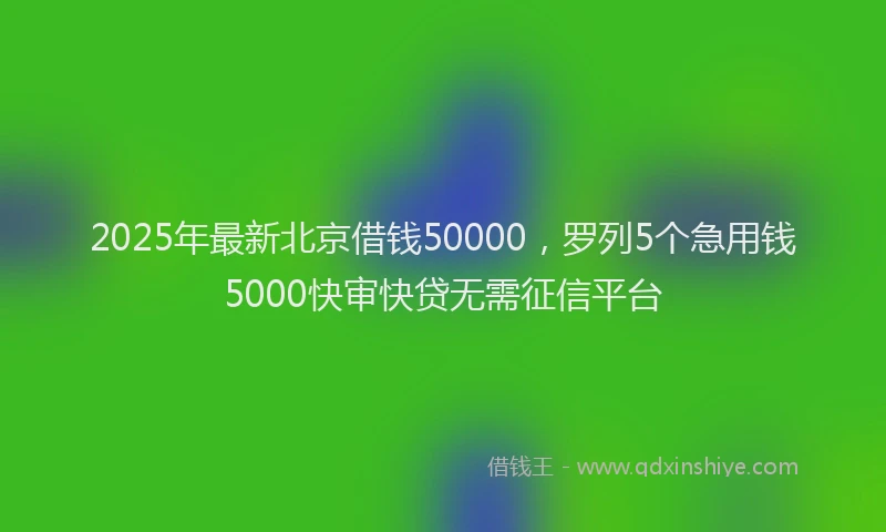 2025年最新北京借钱50000，罗列5个急用钱5000快审快贷无需征信平台