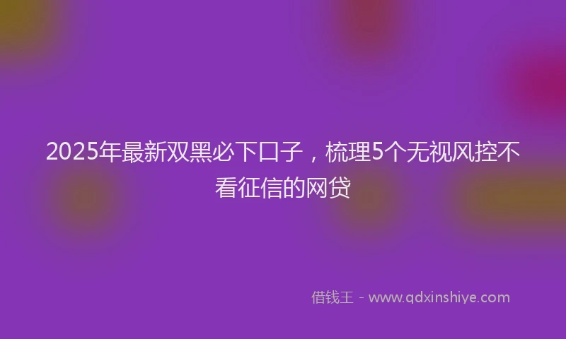 2025年最新双黑必下口子，梳理5个无视风控不看征信的网贷
