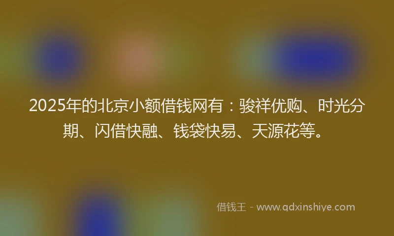 2025年的北京小额借钱网有：骏祥优购、时光分期、闪借快融、钱袋快易、天源花等。