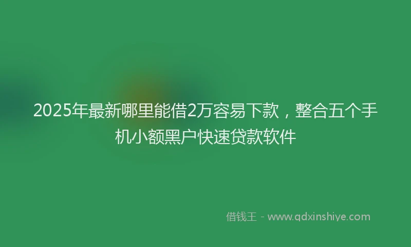 2025年最新哪里能借2万容易下款，整合五个手机小额黑户快速贷款软件