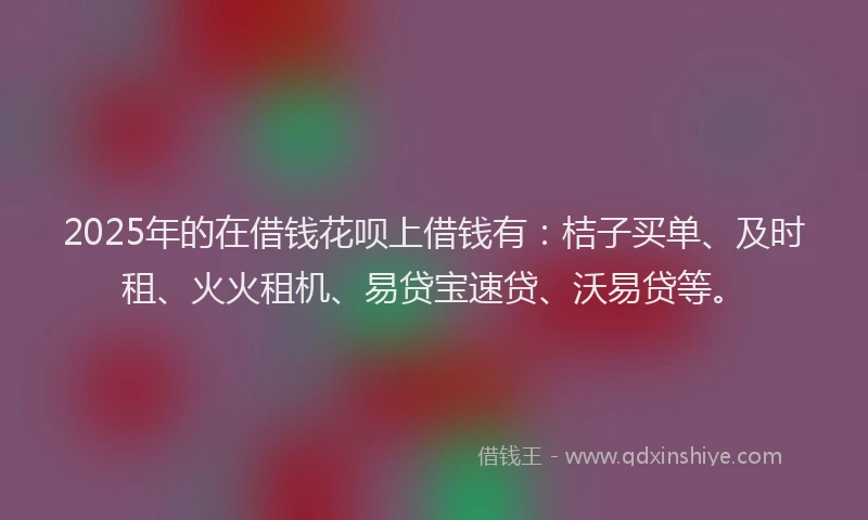 2025年的在借钱花呗上借钱有：桔子买单、及时租、火火租机、易贷宝速贷、沃易贷等。