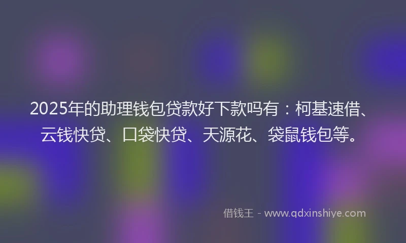2025年的助理钱包贷款好下款吗有：柯基速借、云钱快贷、口袋快贷、天源花、袋鼠钱包等。