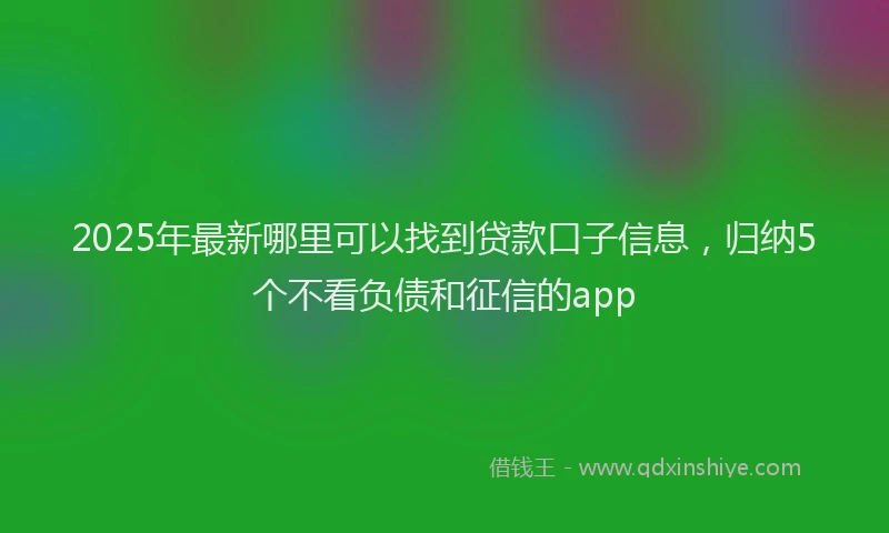 2025年最新哪里可以找到贷款口子信息，归纳5个不看负债和征信的app