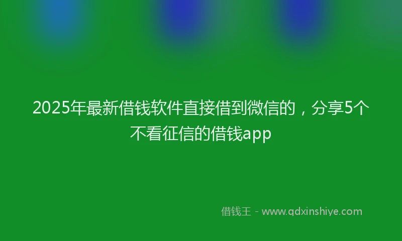 2025年最新借钱软件直接借到微信的，分享5个不看征信的借钱app