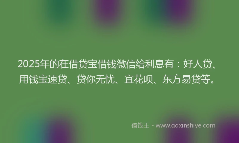 2025年的在借贷宝借钱微信给利息有：好人贷、用钱宝速贷、贷你无忧、宜花呗、东方易贷等。