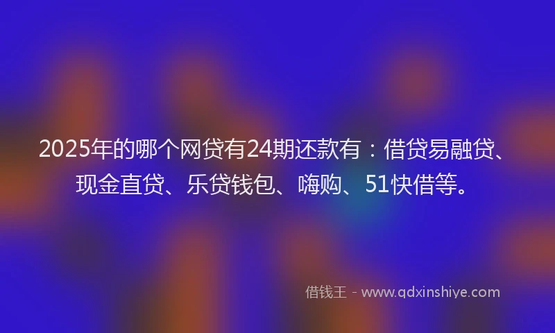 2025年的哪个网贷有24期还款有：借贷易融贷、现金直贷、乐贷钱包、嗨购、51快借等。