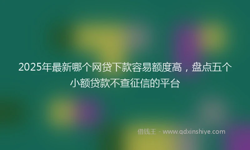 2025年最新哪个网贷下款容易额度高，盘点五个小额贷款不查征信的平台