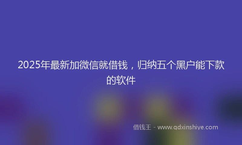 2025年最新加微信就借钱，归纳五个黑户能下款的软件