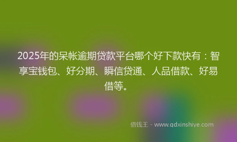 2025年的呆帐逾期贷款平台哪个好下款快有：智享宝钱包、好分期、瞬信贷通、人品借款、好易借等。