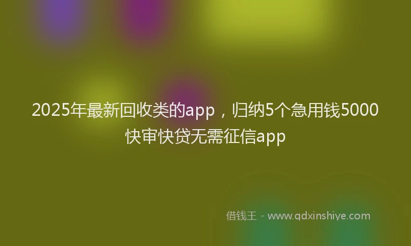 2025年最新回收类的app，归纳5个急用钱5000快审快贷无需征信app