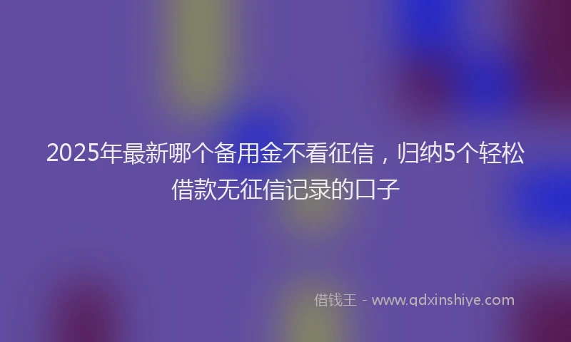 2025年最新哪个备用金不看征信，归纳5个轻松借款无征信记录的口子