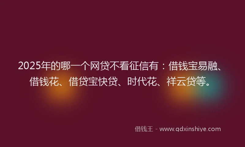 2025年的哪一个网贷不看征信有：借钱宝易融、借钱花、借贷宝快贷、时代花、祥云贷等。