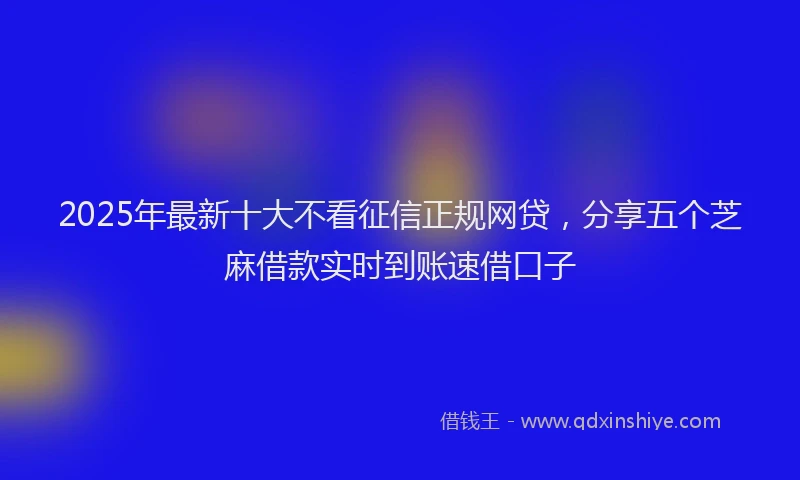 2025年最新十大不看征信正规网贷，分享五个芝麻借款实时到账速借口子