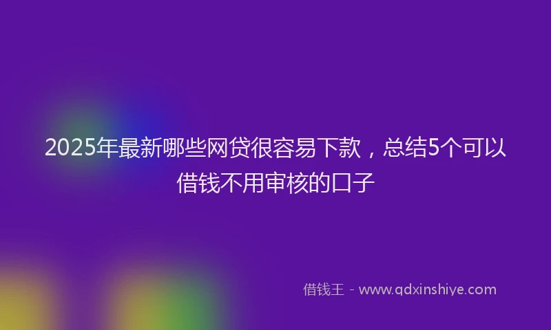 2025年最新哪些网贷很容易下款，总结5个可以借钱不用审核的口子