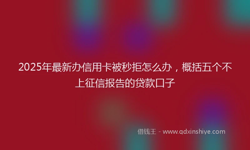 2025年最新办信用卡被秒拒怎么办，概括五个不上征信报告的贷款口子