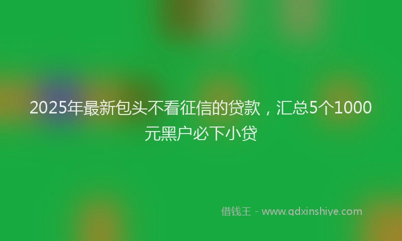 2025年最新包头不看征信的贷款，汇总5个1000元黑户必下小贷
