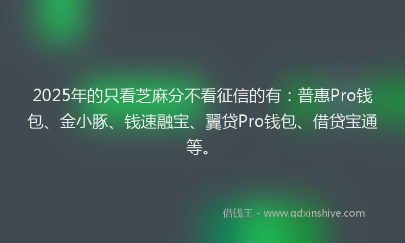 2025年的只看芝麻分不看征信的有：普惠Pro钱包、金小豚、钱速融宝、翼贷Pro钱包、借贷宝通等。