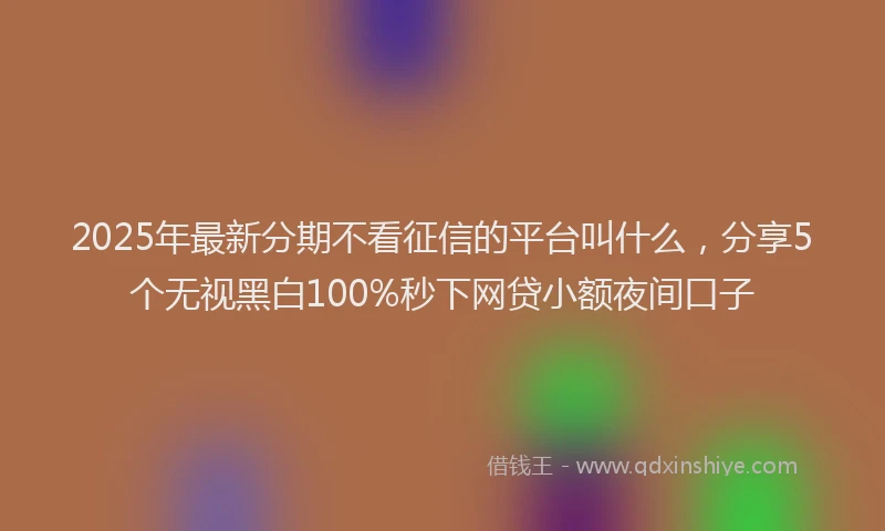 2025年最新分期不看征信的平台叫什么，分享5个无视黑白100%秒下网贷小额夜间口子