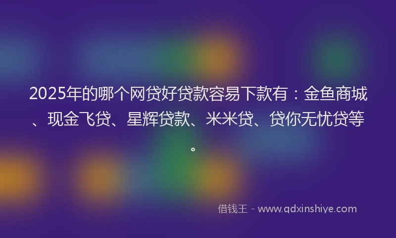 2025年的哪个网贷好贷款容易下款有：金鱼商城、现金飞贷、星辉贷款、米米贷、贷你无忧贷等。
