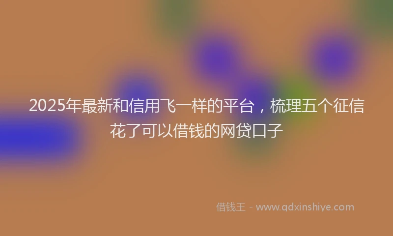 2025年最新和信用飞一样的平台，梳理五个征信花了可以借钱的网贷口子