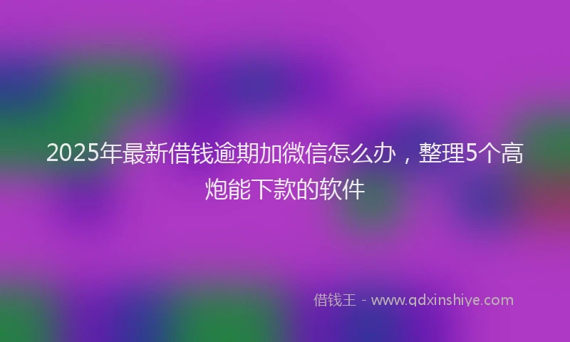 2025年最新借钱逾期加微信怎么办，整理5个高炮能下款的软件