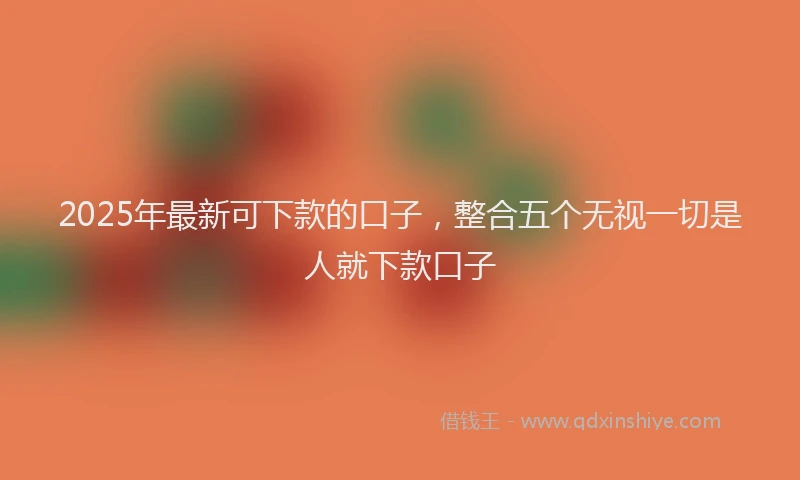 2025年最新可下款的口子，整合五个无视一切是人就下款口子