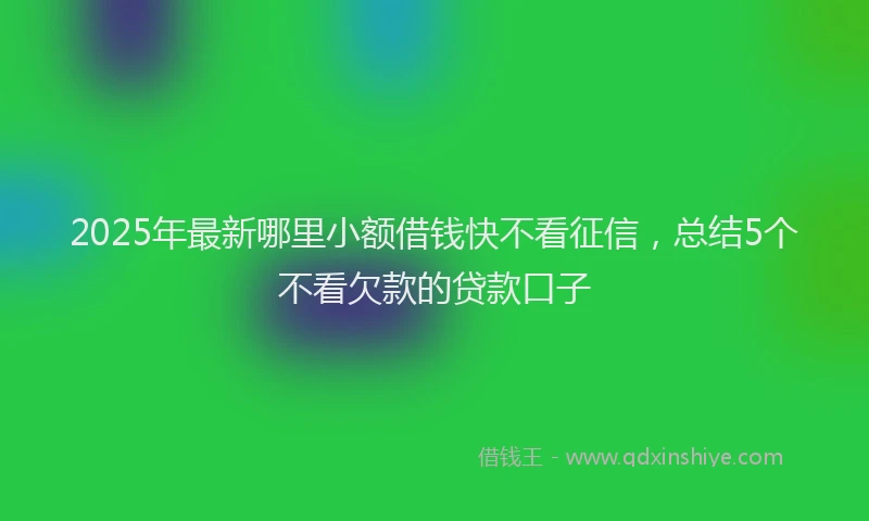 2025年最新哪里小额借钱快不看征信，总结5个不看欠款的贷款口子