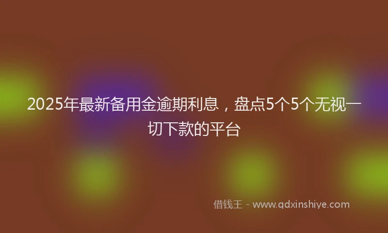 2025年最新备用金逾期利息，盘点5个5个无视一切下款的平台