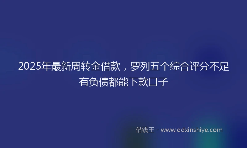 2025年最新周转金借款，罗列五个综合评分不足有负债都能下款口子