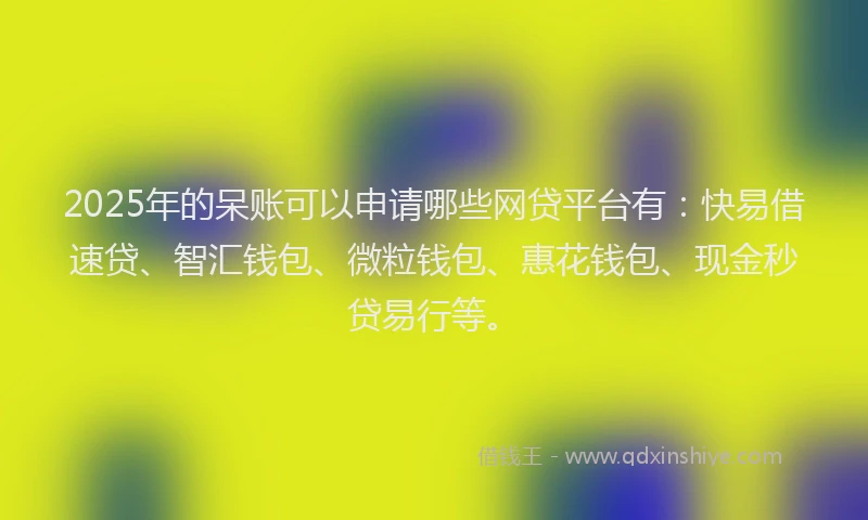 2025年的呆账可以申请哪些网贷平台有：快易借速贷、智汇钱包、微粒钱包、惠花钱包、现金秒贷易行等。