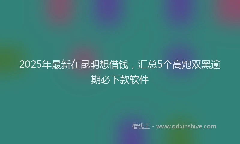 2025年最新在昆明想借钱，汇总5个高炮双黑逾期必下款软件