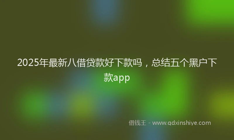 2025年最新八借贷款好下款吗，总结五个黑户下款app