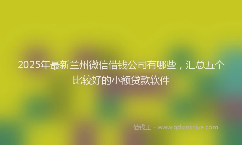 2025年最新兰州微信借钱公司有哪些，汇总五个比较好的小额贷款软件