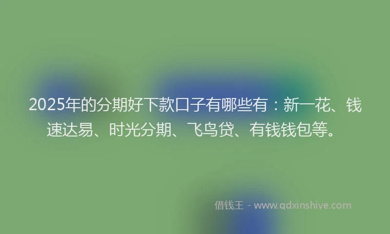 2025年的分期好下款口子有哪些有：新一花、钱速达易、时光分期、飞鸟贷、有钱钱包等。