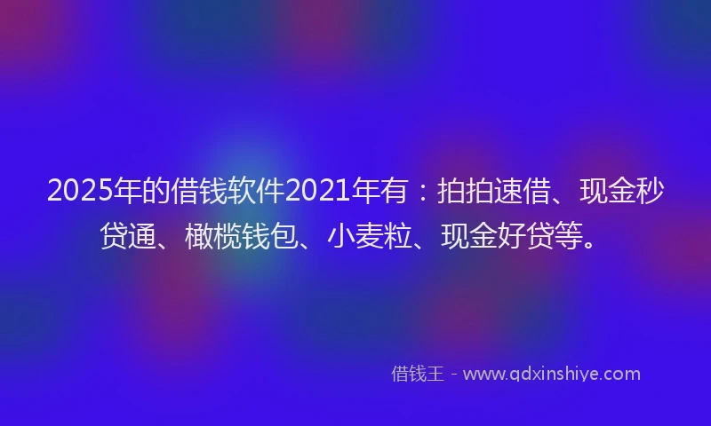2025年的借钱软件2021年有：拍拍速借、现金秒贷通、橄榄钱包、小麦粒、现金好贷等。