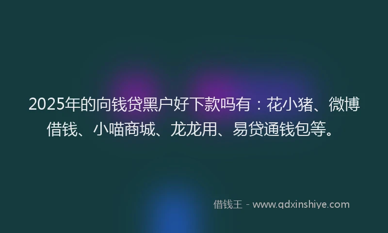 2025年的向钱贷黑户好下款吗有：花小猪、微博借钱、小喵商城、龙龙用、易贷通钱包等。