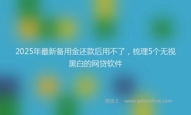 2025年最新备用金还款后用不了，梳理5个无视黑白的网贷软件