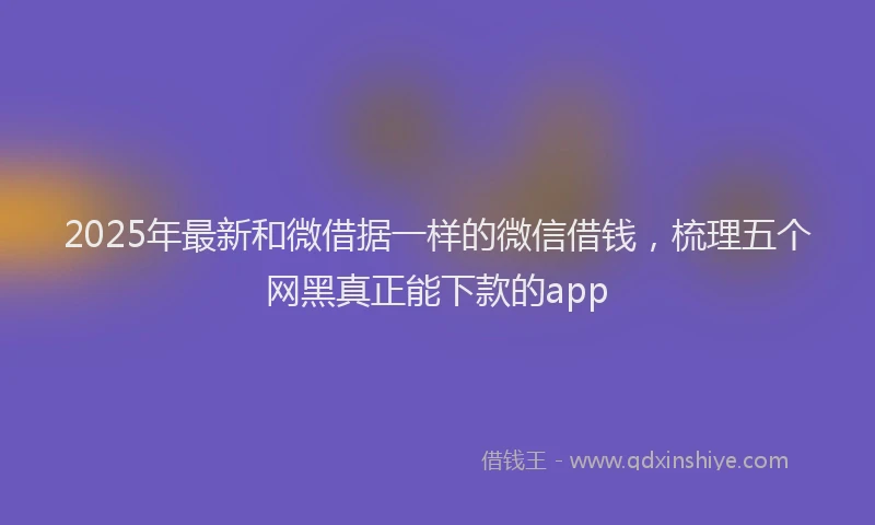 2025年最新和微借据一样的微信借钱，梳理五个网黑真正能下款的app