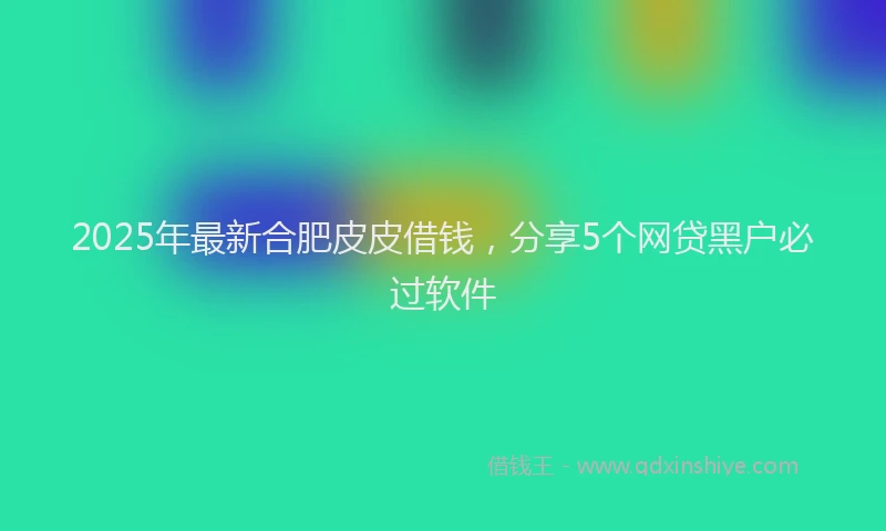 2025年最新合肥皮皮借钱，分享5个网贷黑户必过软件