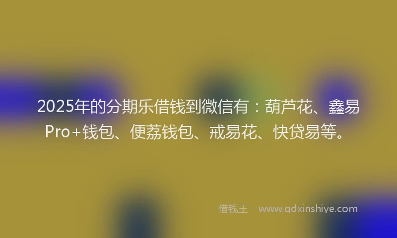 2025年的分期乐借钱到微信有：葫芦花、鑫易Pro+钱包、便荔钱包、戒易花、快贷易等。