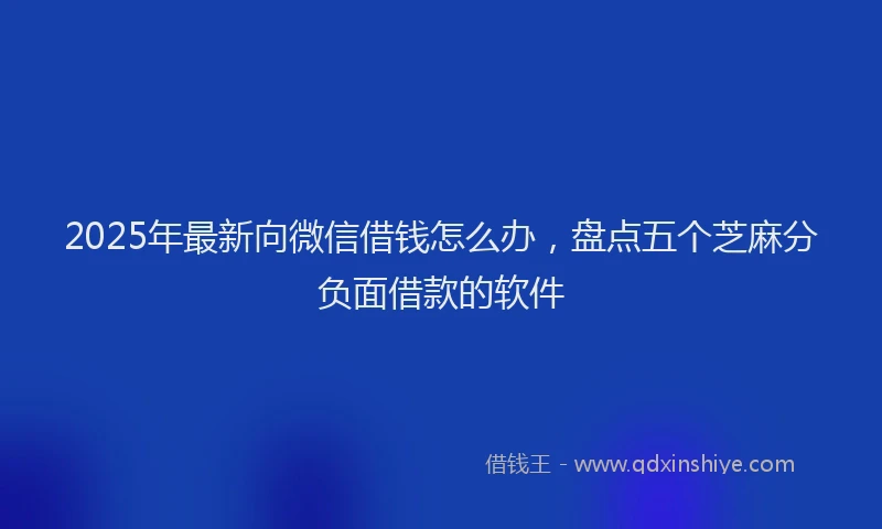 2025年最新向微信借钱怎么办，盘点五个芝麻分负面借款的软件