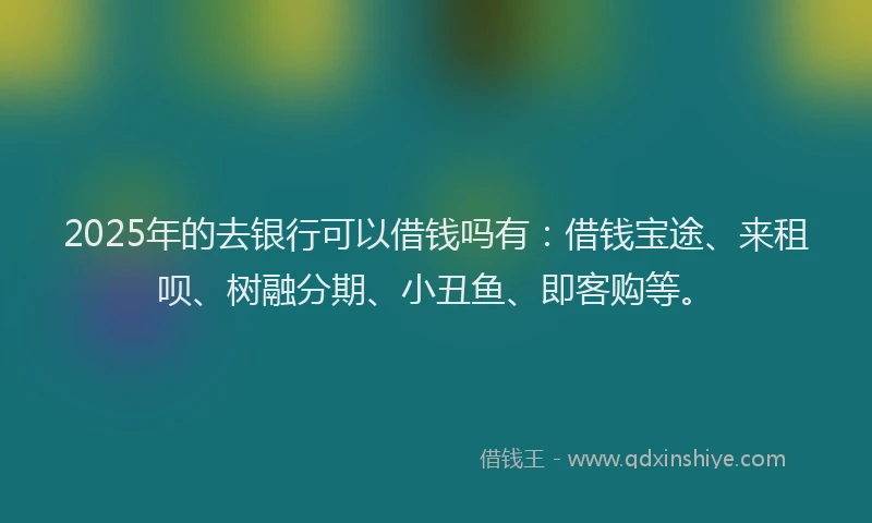 2025年的去银行可以借钱吗有：借钱宝途、来租呗、树融分期、小丑鱼、即客购等。