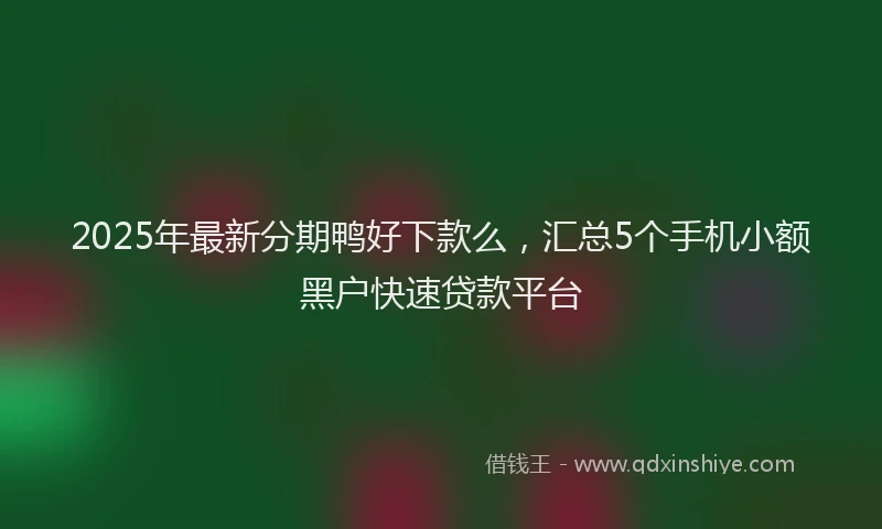 2025年最新分期鸭好下款么，汇总5个手机小额黑户快速贷款平台